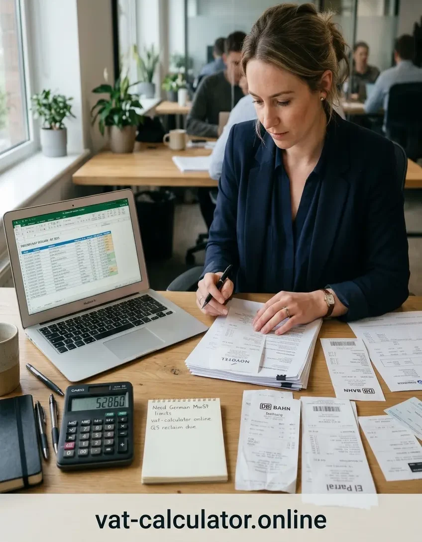 Business reviewing foreign VAT invoices for VAT reclaim