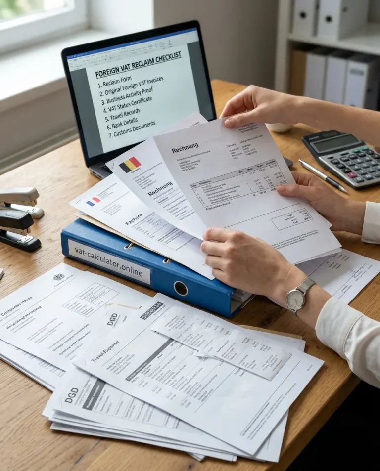 Documents required for foreign VAT reclaim including invoices and business records