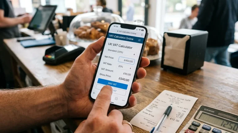 Mobile VAT calculator app for adding and removing VAT