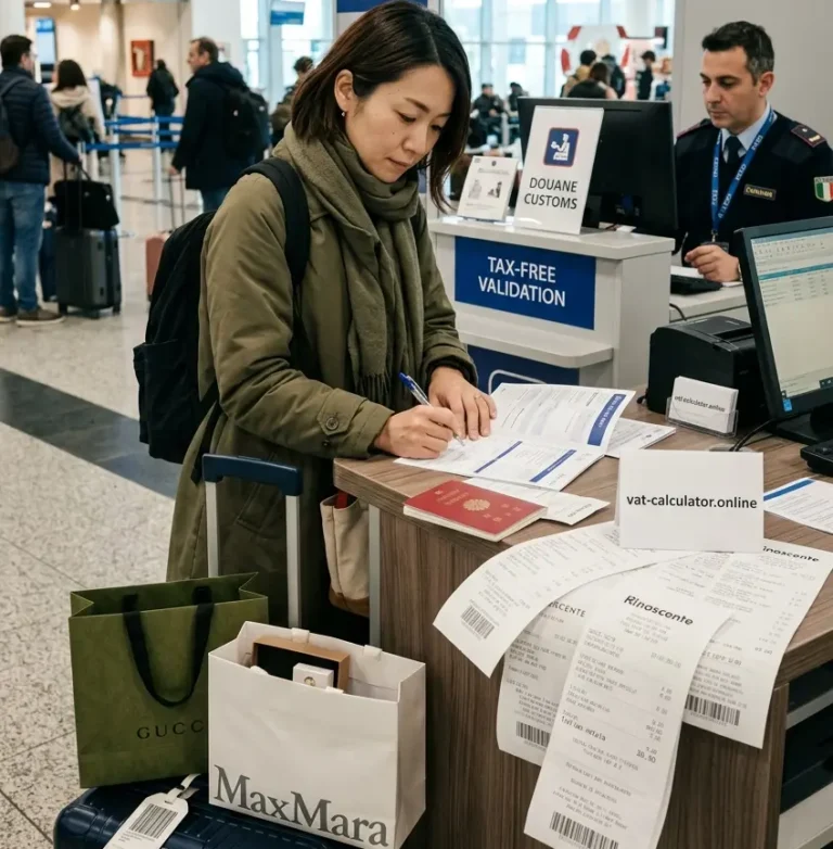 Rome Fiumicino Airport tourist VAT refund and customs validation