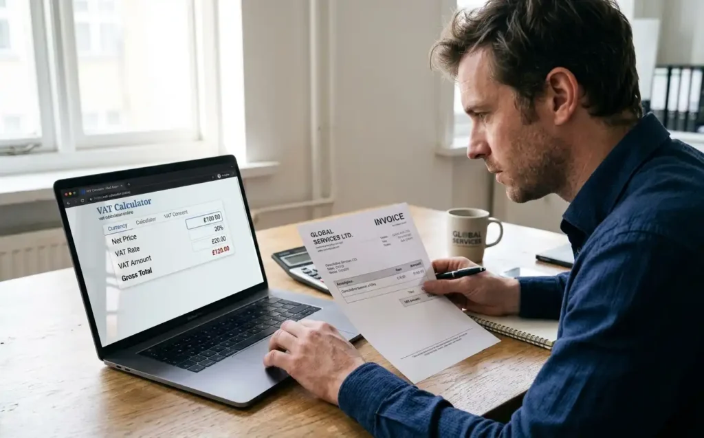 VAT calculator example for checking an invoice