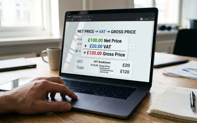 Net price VAT amount and gross price calculation