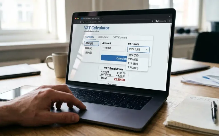 VAT rates and currencies used in a VAT calculator